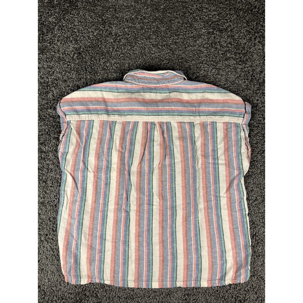 Women's Orvis Ladies Short Sleeve Button Up Linen Blend Shirt Top Stripe XL - Picture 5 of 10